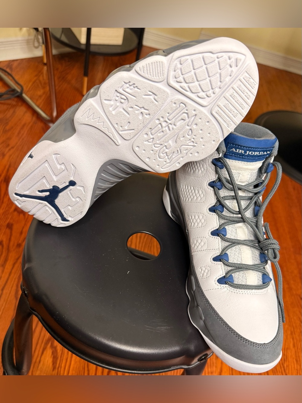 Gorgeous Authentic Jordan 9 Retro White / French Blue - Flint Grey - Bask. Shoes